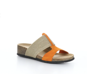 Bos & Co "Lulu" Orange  elastic/leather cork sandal