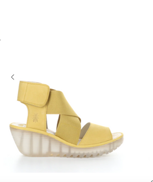 Fly London "YUBA" Bumblebee yellow  leather/stretch elastic Sandal