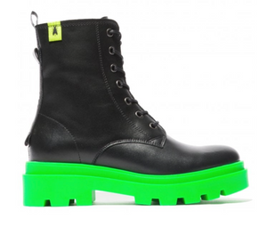 Fly London "Jacy" Black/Green Millitary Boot