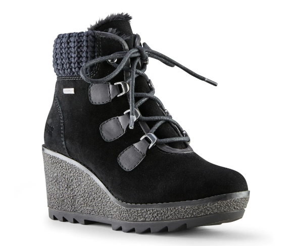 Cougar "Pamela" Black suede leather wedge winter lined boot /waterproof up to -24
