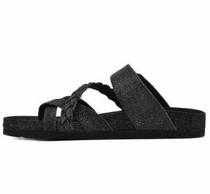 White Mountain "Hazy" Black Glitter - Sandal