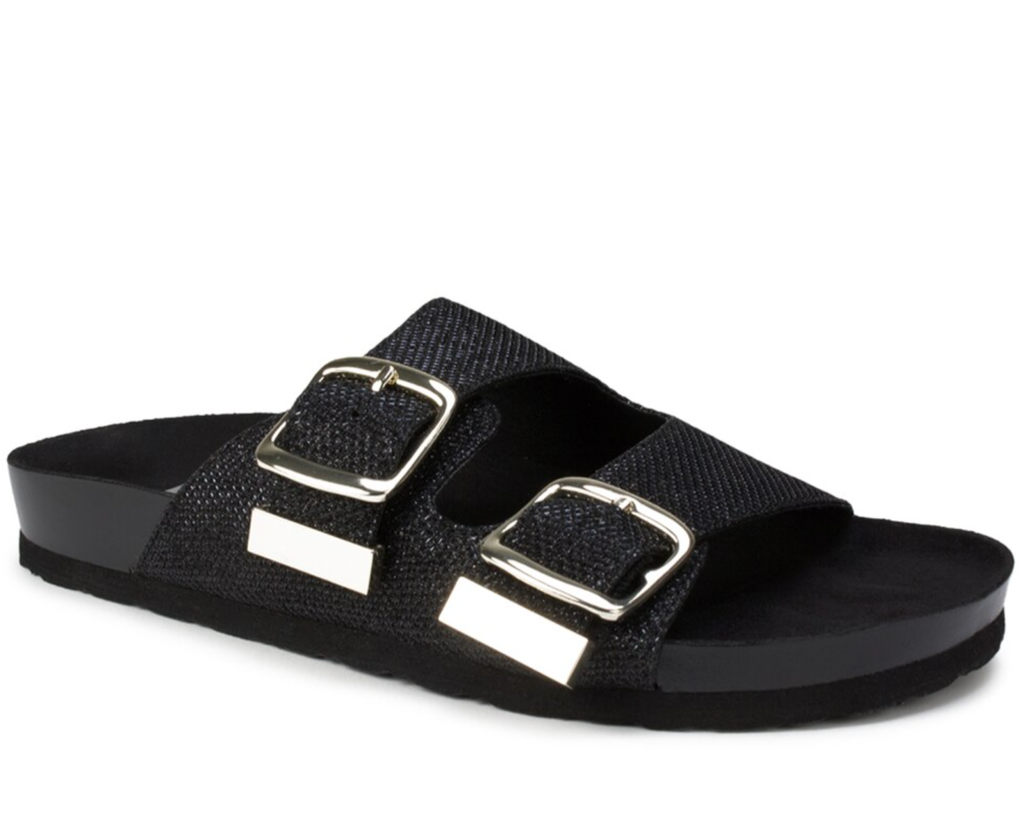 White mountain top black sandals