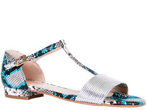 Brenda Zaro "T3235" Black/White/Blue Snk - Sandal