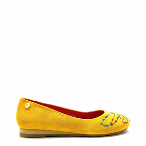 Chanii B "Bee Free" Yellow/Rainbow Embroidery - Ballerina Flat