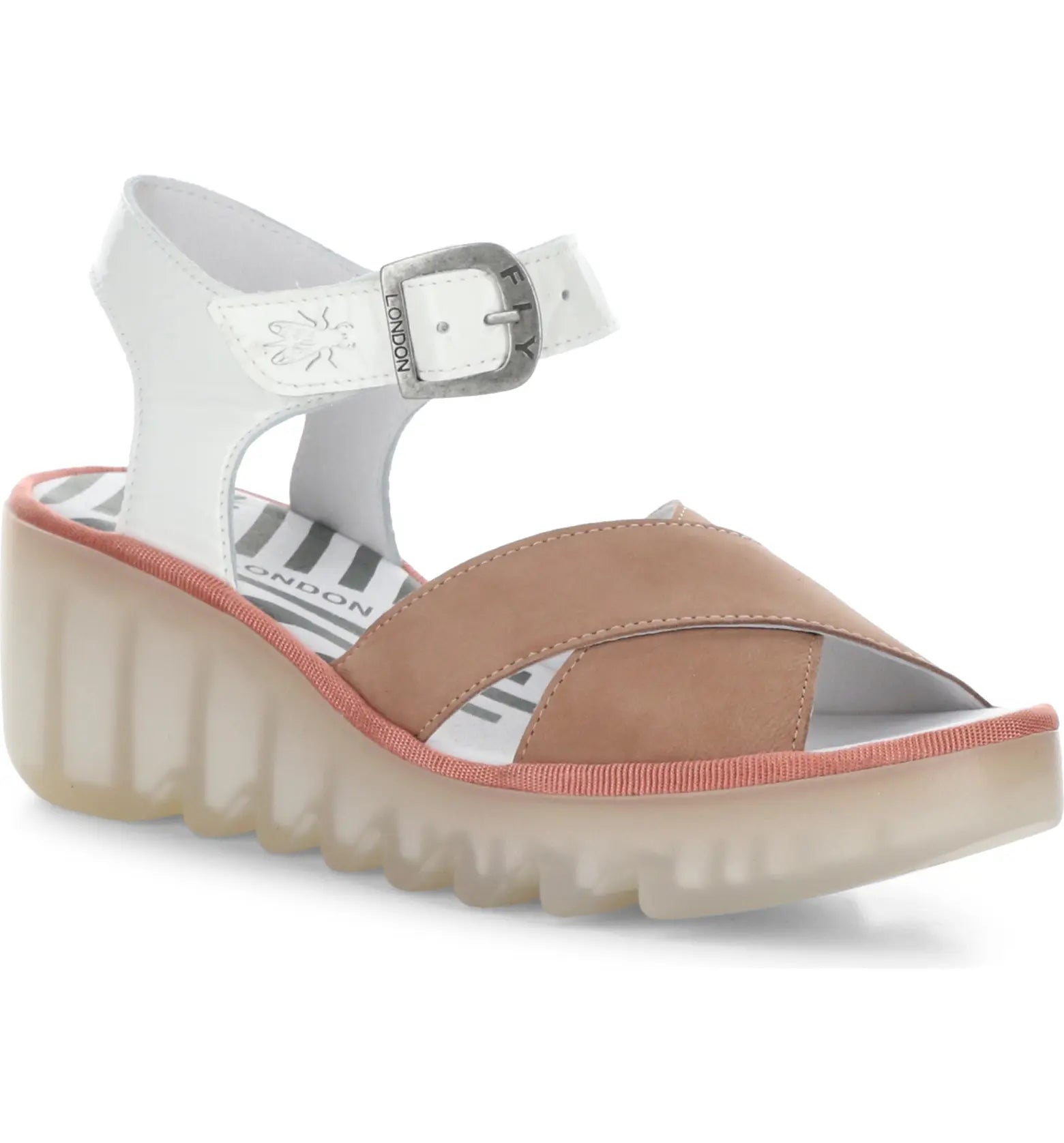Fly London "Bace" Pink/Off-White - Wedge Sandal