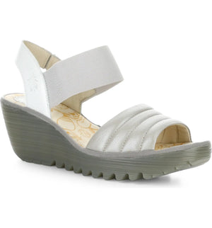 Fly London "Yiko" Silver/Off-White - Wedge Sandal