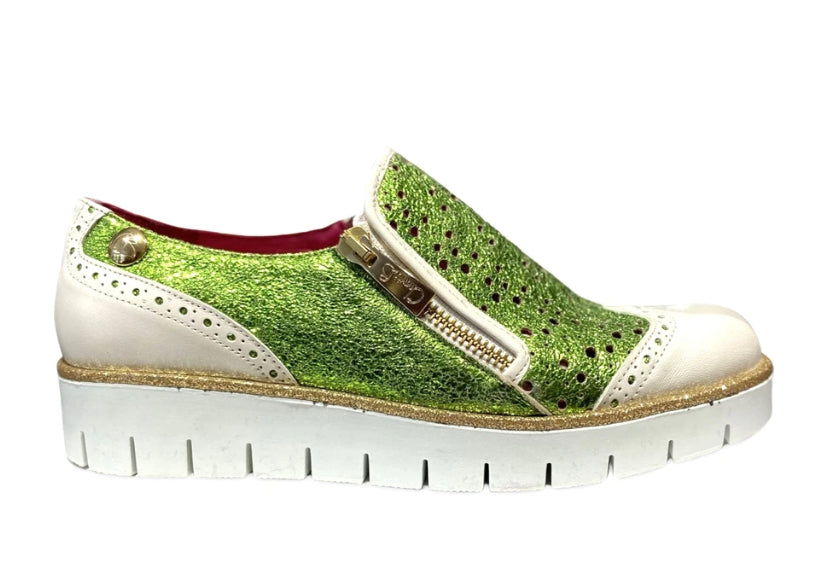 Chanii B "Zap" White/Lime Green Foil Sneaker