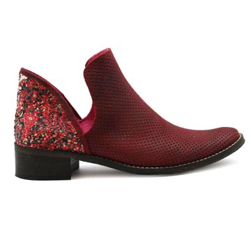 Chanii B "Zippette" Red Ankle Boot