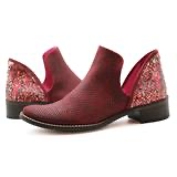 Chanii B "Zippette" Red Ankle Boot
