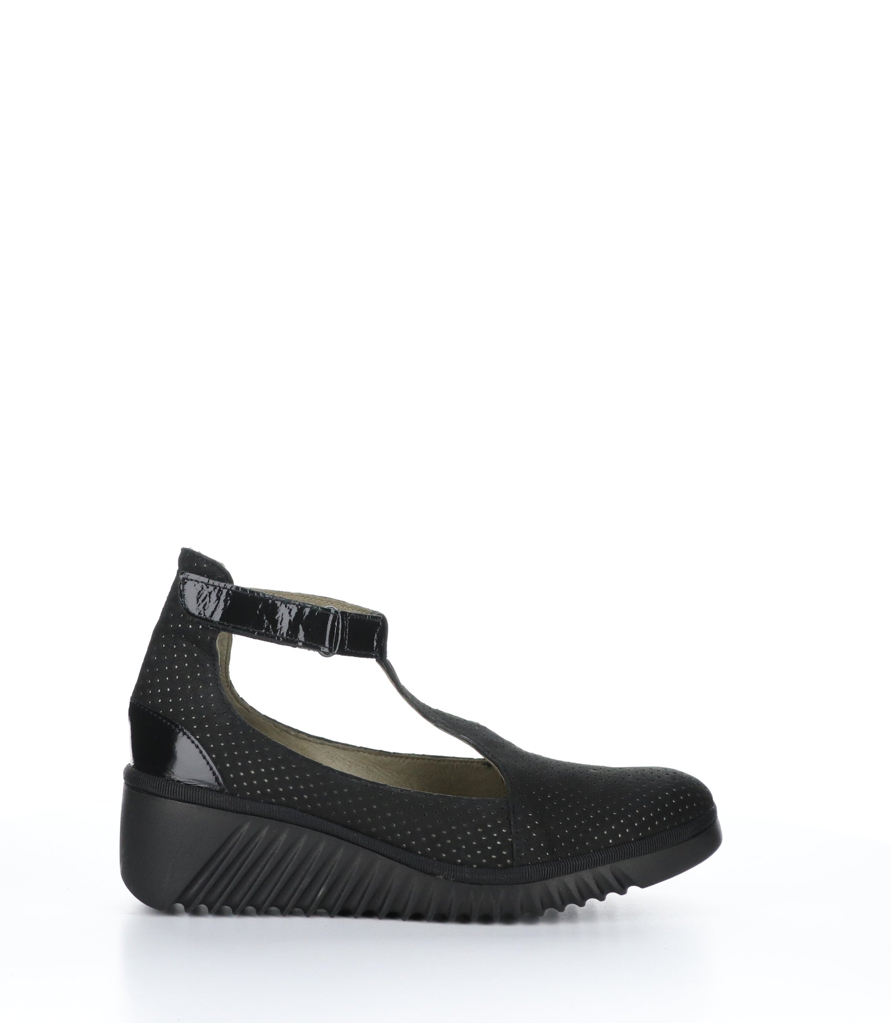 Fly London "Leda" Velcro  nubuck leather shoe with ancle strap Black