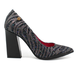 Chanii B "Pailette" Black/Sparkle High Heel Shoe