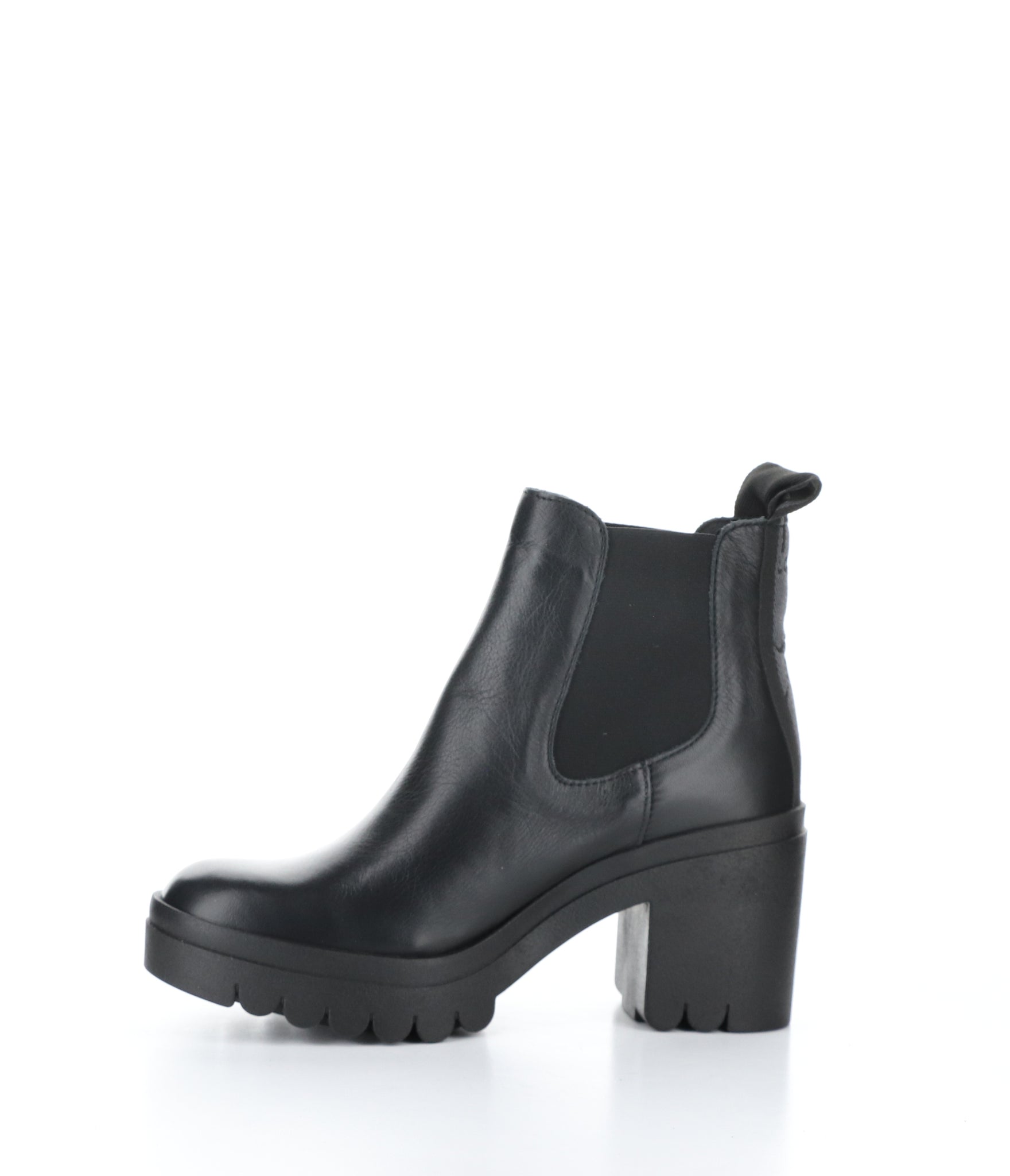 Fly London "Tope" Black medium heel double gore pull on boot