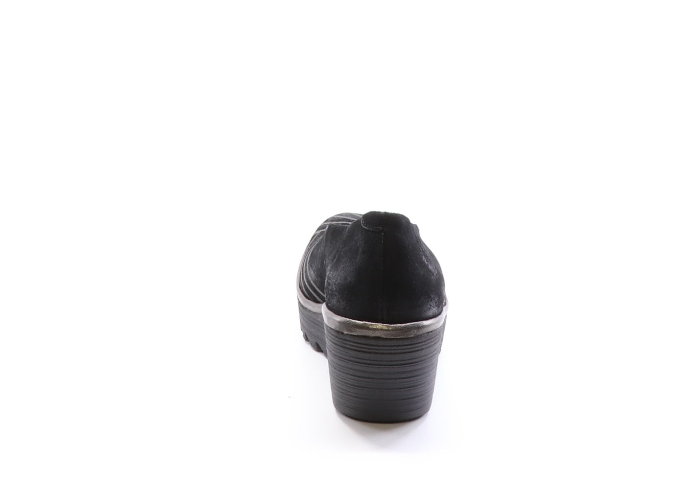 Fly London Yaku in black bronze shoe available at Shoe Muse