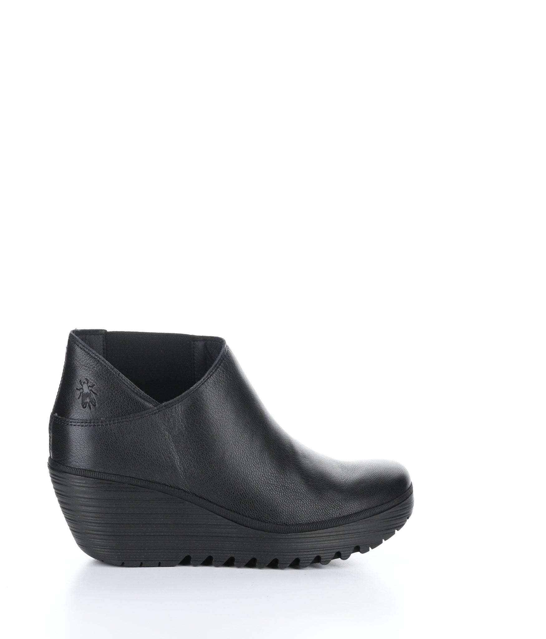Fly london "Yego" Black leather short bootie with inside elastic