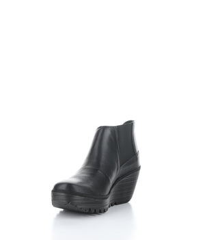 Fly london "Yego" Black leather short bootie with inside elastic