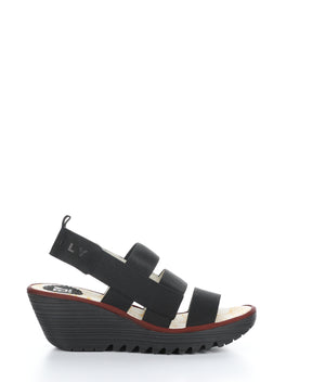 Fly London "Yery Wedge elastisised Sandal black