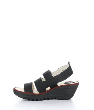 Fly London "Yery Wedge elastisised Sandal black